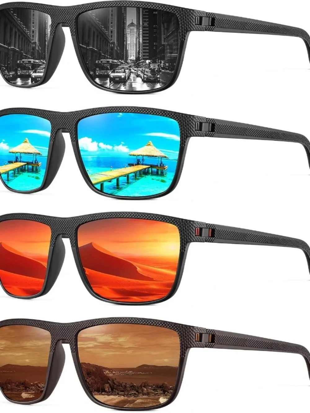 Men's Polarized Sunglasses - Classic UV Protection Shades for Driving, Fishing